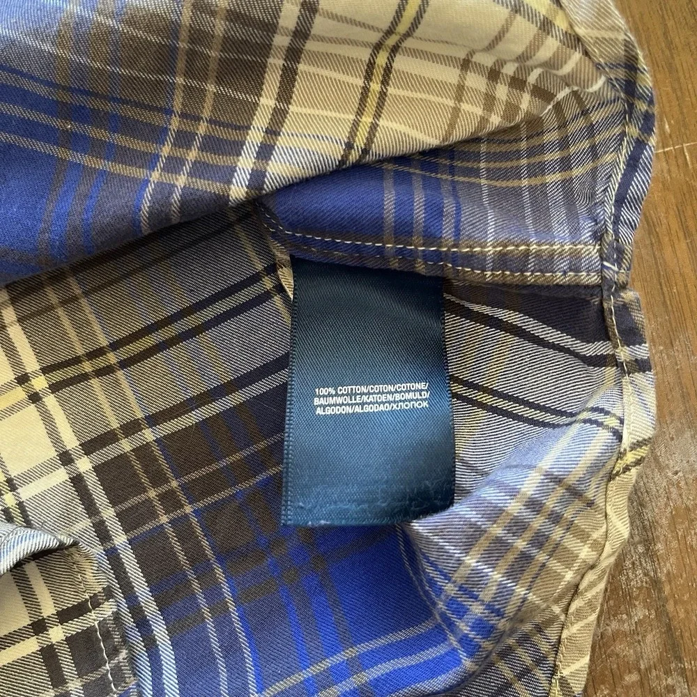Vintage Ralph Lauren Mens XL Plaid Check Button Down Long Sleeve Shirt Blue